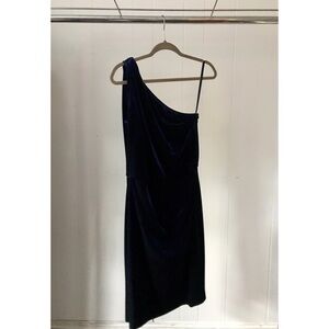 Ralph Lauren Blue One-Shoulder Velvet Dress